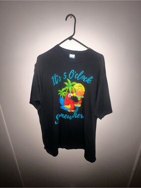 Port & Company 2XL Black T-Shirt with Vibrant Colorful Accents!